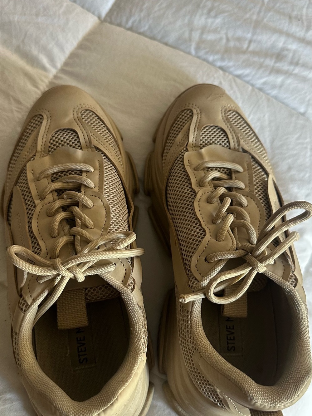Steve Madden Men's Beige Mesh & Leather Sneakers